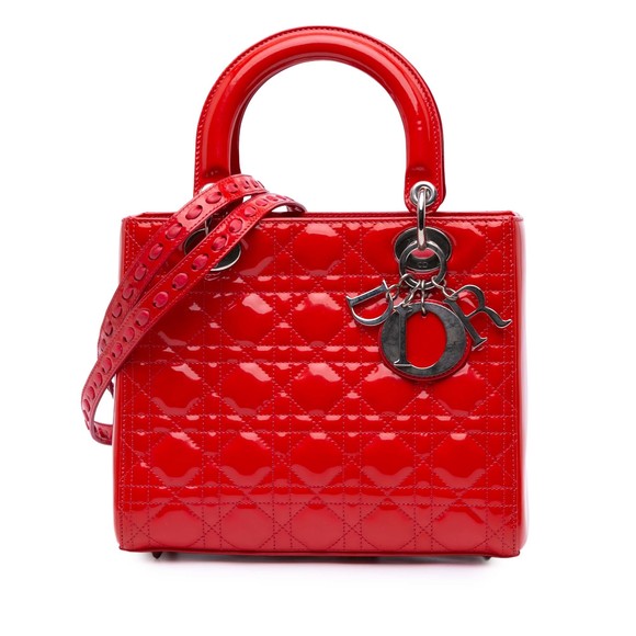 Pre-Loved Dior Medium Patent Cannage Whipstitch Lady Dior - Picture 1 of 9